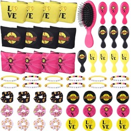 Baderke 60 Pcs Softball Team Gifts for Teen Girls Softball Party Favors Include Cosmetic Bags Makeup Mirror Hair Scrunchies Detangler Brush Bracelets for Women Players Sports Team Accessories