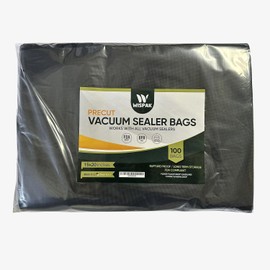 WISPAK Vacuum Sealer Bags food grade BPA free vac seal -100 pieces (15x20, Black/Clear)