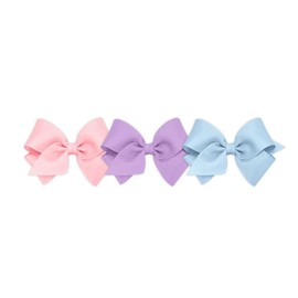 Wee Ones Girls' 3 pc Set Solid Grosgrain Variety Pack on a WeeStay No-Slip Hair Clip, Small, Light Pink, Light Orchid, Millennium Blue