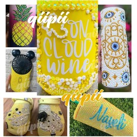 qiipii Crystal Yellow Crystal Resin Rhinestones w B7000 Jewelry Glue for Bedazzling Crafting 3mm-6mm Flatback Stones Diamonds Crystals Gems for Nails Face Eyes Makeup Tumblers Bottles DIY Crafts Shoes