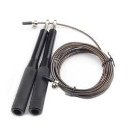 Unbranded GYM CROSS FITNESS JUMP ROPE - WEIGHTED NON-SLIP HANDLE - IMPORTED STEEL BEARINGS - Black