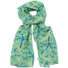 Purple Possum® Green Scarf Ladies Tree Print Oversized Lightweight Wrap Blue Trees Shawl