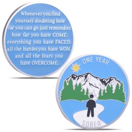LParkin 1 Year Sobriety Coin, Sober Chip, Recovery AA Chips and Medallions, Alcoholics Anonymous Medallion, Anniversary Token Sober Gifts for Men Women