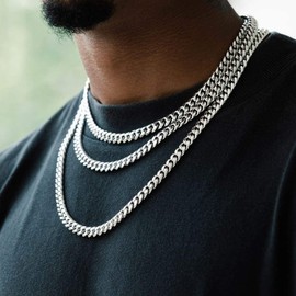 Bestyle Miami Curb Chain Stainless Steel Width 5/7/9/12 mm Cuban Chain Length 45/50/55/60/65/71/76 cm, Stainless Steel, No Gemstone