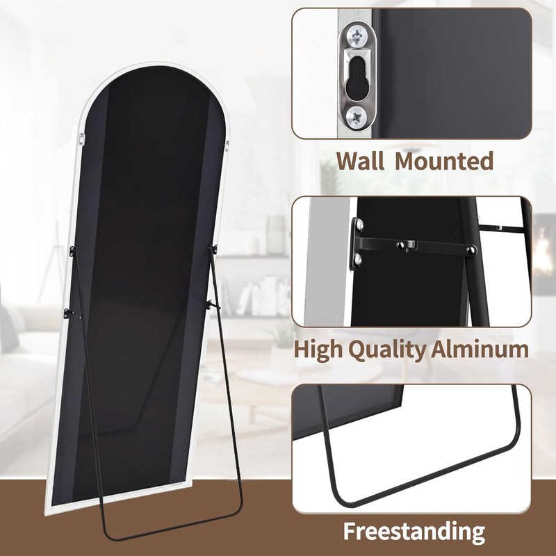 OGCAU Floor Full Length Mirror, 56"x20" Arched Full Body Mirror,