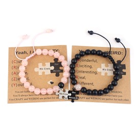 LUOKIFUR HisCrazy and Her Freaky Couples Beaded Bracelet Couples, Stainless Steel