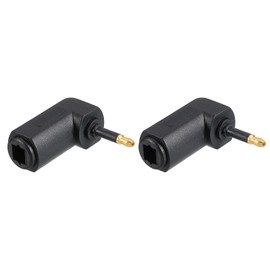 QUARKZMAN Optical Adapter Fibre Optic Audio Adapter 90 Degree Mini Adapter for Digital Fibre Optic Plug Connector 34 mm Black Pack of 2