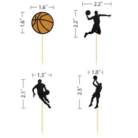 Moitkptt 24Pcs Basketball Cupcake Toppers for Party Decorations, Player & Theme Baby Shower, BAK001