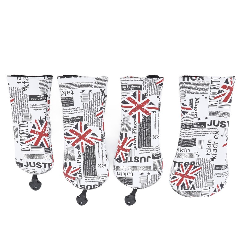 4Pcs UK Flag Print Golf Club Head Cover PU Golf