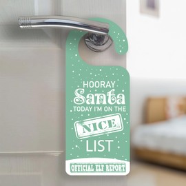 2 Pack | Naughty & Nice Double Sided Door Hanger Sign | Funny Christmas Accessories Decoration Advent Surprise Elf Prop Joke Idea