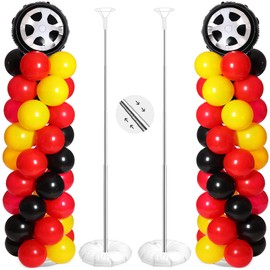 Ctosree 133 pcs Race Car Party Balloons Stand Kit Car Race Balloons Party Supplies Red Black Yellow Decoration