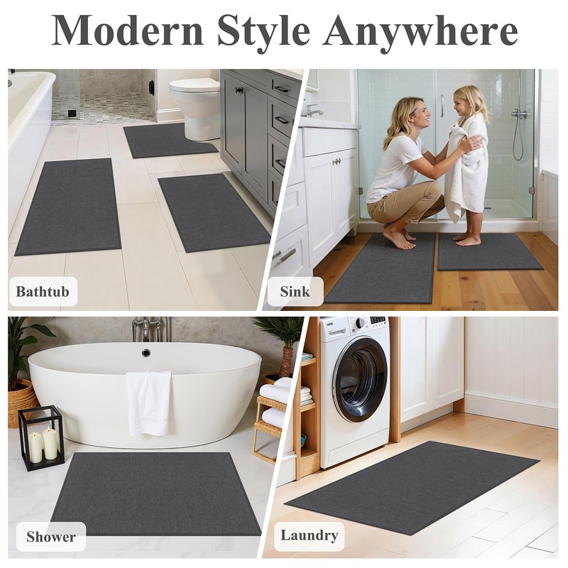 Ileading Bathroom Rugs Sets 3 Piece Non Slip Washable, Absorbent