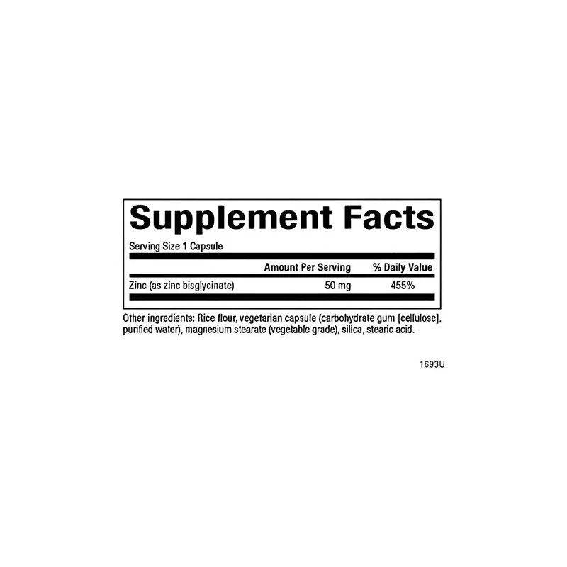 Bisglicinato De Zinc 50mg 60 Capsulas Natural Factors Sin Sabor
