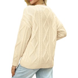 MixShe Sweaters for Women Oversized Sweater Fall Fashion 2025 Long Sleeve Shirts Womens Tops Trendy Sweatshirt Christmas Outfits Winter Clothes Cream X-Large