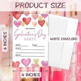 Galentine's Day Party Invite, 4x6 Girls Party Invitation, Friends Valentine's Day Party Invite, 20 Pack Fill-in Style Invitation Card with Envelope, Girls Birthday Party Decor-A02
