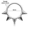 Oufer 16G Titanium Spikes Hinged Septum Piercing Ring Daith Helix