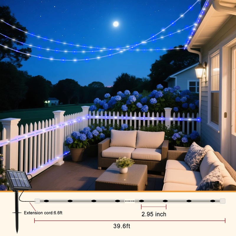 2 Pack Solar Rope Lights Outdoor, Total 66Ft 270 LED