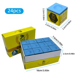 BenXvgxoz Pool Cue Chalk 24 Pack (2x12 Boxes) - Blue Billiard Chalk Cubes, High Grip Formula, Professional Tournament Grade, Mess-Free Application for Enhanced Spin & Control