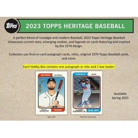 2023 Topps Heritage Baseball Hobby Box (24 Packs/9 Cards: 1 Auto or Memo)