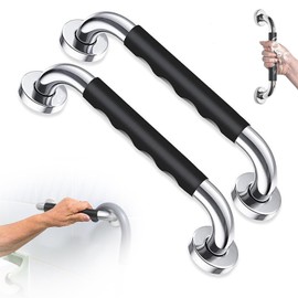 2 Piezas Barra de Seguridad para Baño, 12inch/30cm Pasamano Acero Inoxidable con Agarre de Goma Antideslizante, Accesorios para Baño Mayor y Discapacitados, Escalera, para Baño