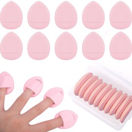 10Pcs Mini Finger Makeup Powder Puff - Face Setting Powder Puff Sponge Soft Powder Puffs for Wet Dry Loose Foundation, Concealer, Eye Shadow Gift for Women (Pink)