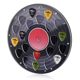 Teenyyou Round Record Guitar Pick Display Case Holder Wall Mountable Guitar Pick Storage Holder Case Gifts for Men Music Lovers Players Guitarist Collectible Decoration(Black)