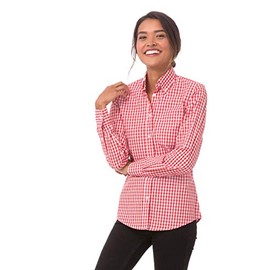 Chef Works Women's Gingham Dress Shirt, Red & White Check, X-Large