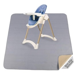 Splat Mat for Under High Chair/Arts/Crafts/Outdoor Picnic Mat, Washable Baby Spill Mat Waterproof Anti-Slip Floor Splash Mat, 60"x 60"Portable Baby Play Mat and Table Cloth (Light Grey)