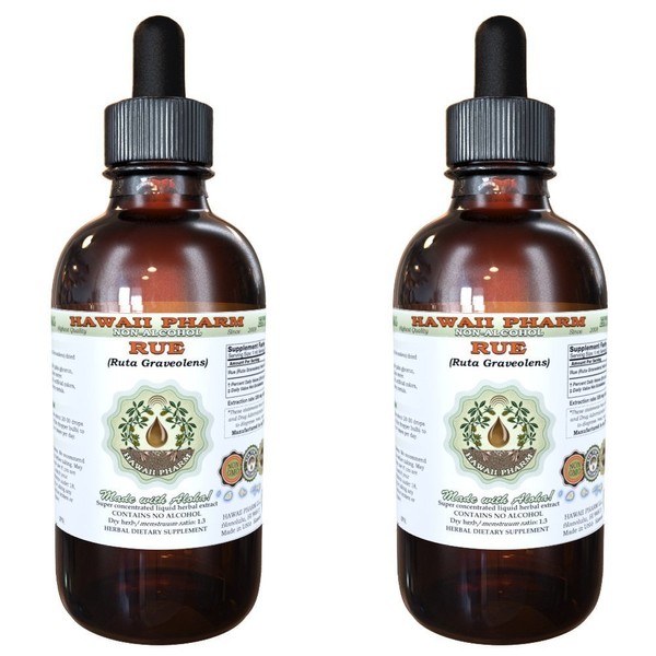 HawaiiPharm Rue Alcohol-Free Liquid Extract, Organic Rue (Ruta graveolens) Dried Herb Glycerite 2x4 oz