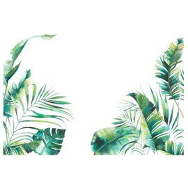 WOHAHA Green Leaves Wall Decals Tropical Jungle Leaf Wall Stickers for Living Room Peel and Stick Removable Home Decor Bedroom Sofa TV Wall Art Decoration