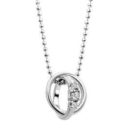 Sears dr66 Necklace, Natural Diamond x 12 Birthstones, 2 Ring Top Necklace, Silver, Diamond