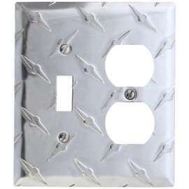 Amerelle Diamond Plate Single Toggle/Single Duplex Stamped Aluminum Wallplate