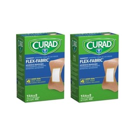 CURAD Flex-Fabric Adhesive Bandages, 2 x 1.75 Inch, Fingertip, Box of 100, Pack of 2