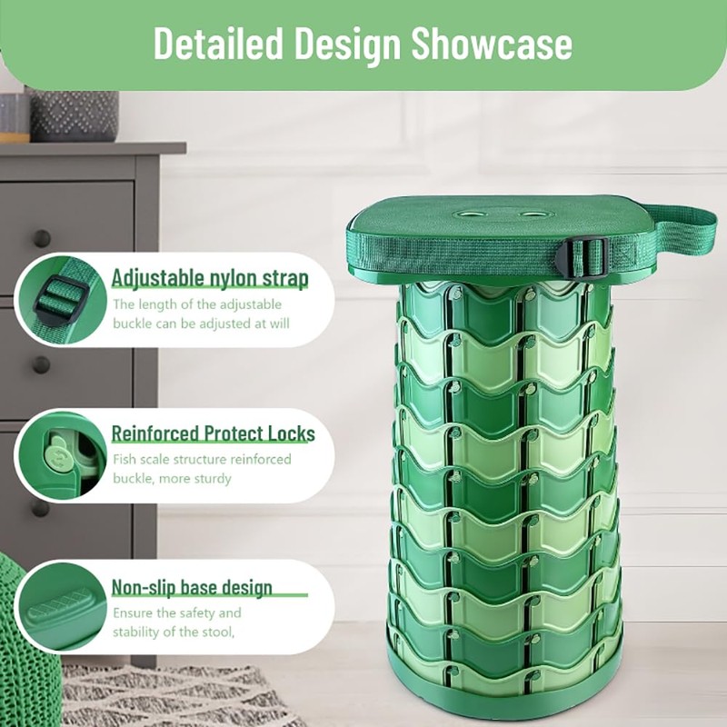 Outward Gear 2024 Upgraded Folding Stool Large Square Collapsible Portable