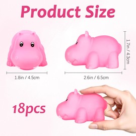 JLXCCHZJ 18 Pcs Pink Rubber Hippo Baby Bath Toys,Cute Floating Animal Squirt Toys,Fun Water Squirting Bathtime Play for Toddlers,Perfect for Bathtub,Pool,Summer Beach Decor & Party Favors