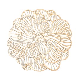 Simulated Flower-Shaped Vinyl Plastic Placemats Set of 6 — Heat Resistant Non-Slip PVC Placemat for Dining Table, Suitable for Kitchen Table Decoration, Washable (Lotus)