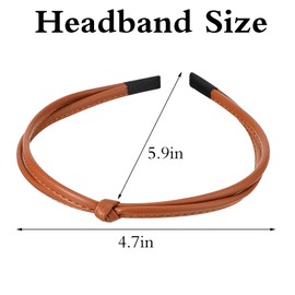 ValueBargain 3 Pack Leather Headbands for Women, Headbands for Women Thin for Everyday, Workout & Casual, Trendy Non-Slip Hair Accessories, Black/Brown/White