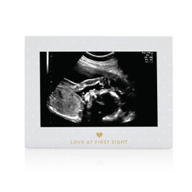 Little Blossoms by Pearhead Polka Dot Keepsake Sonogram Photo Frame, Gray