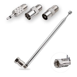 POBADY FM Telescopic Radio Antenna Kit 75 Ohm F Type Male Connector,DAB Radio Antenna with 7 Sections 75.5CM/29.7IN for TV AM FM Radio Stereo Receiver