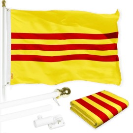 G128 Combo Pack: 6 Ft Tangle Free Spinning Flagpole (White) & South Vietnam