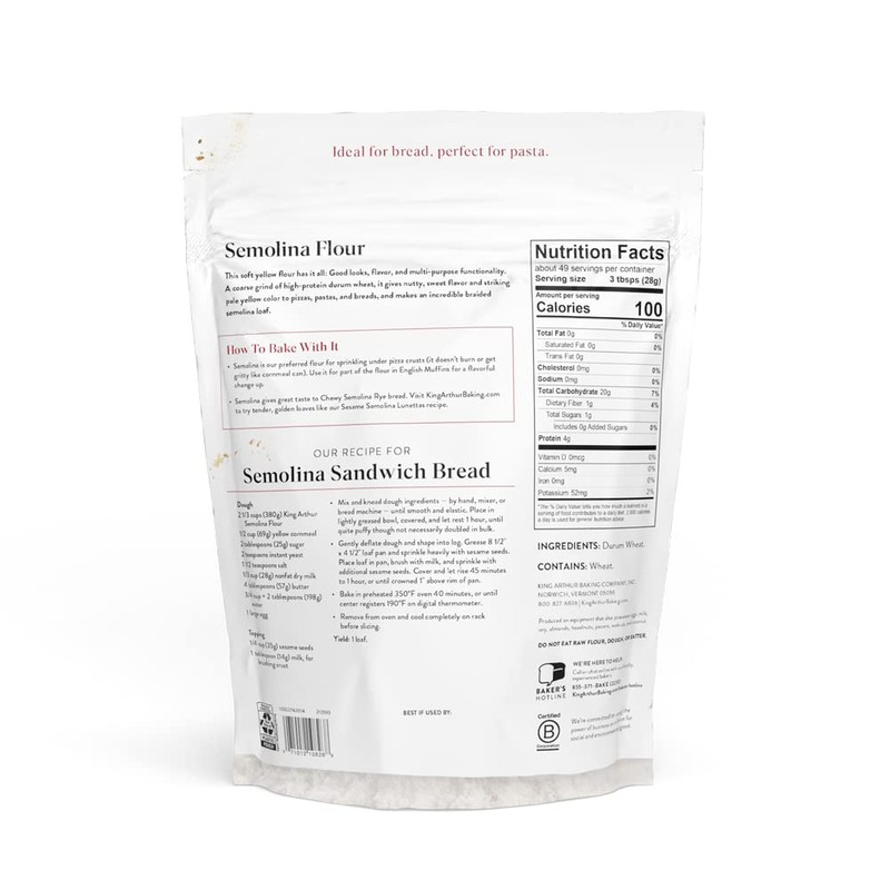 King Arthur Premium Semolina Flour: Coarse Ground, High Protein Durum