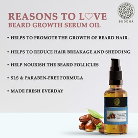Buddha Natural Beard Growth Oil Serum (25 ml) - All Natural Ayurvedic Herbs - For Fast and Long Thick Beard - Beard Oil