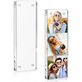Vowcarol 2 Pack Photo Booth Frame 2x6 Picture Frame, Acrylic Fridge Magnetic Frames, Clear Acrylic Frame, Strong Magnetic 2x6 Photo Picture Frames for Refrigerator