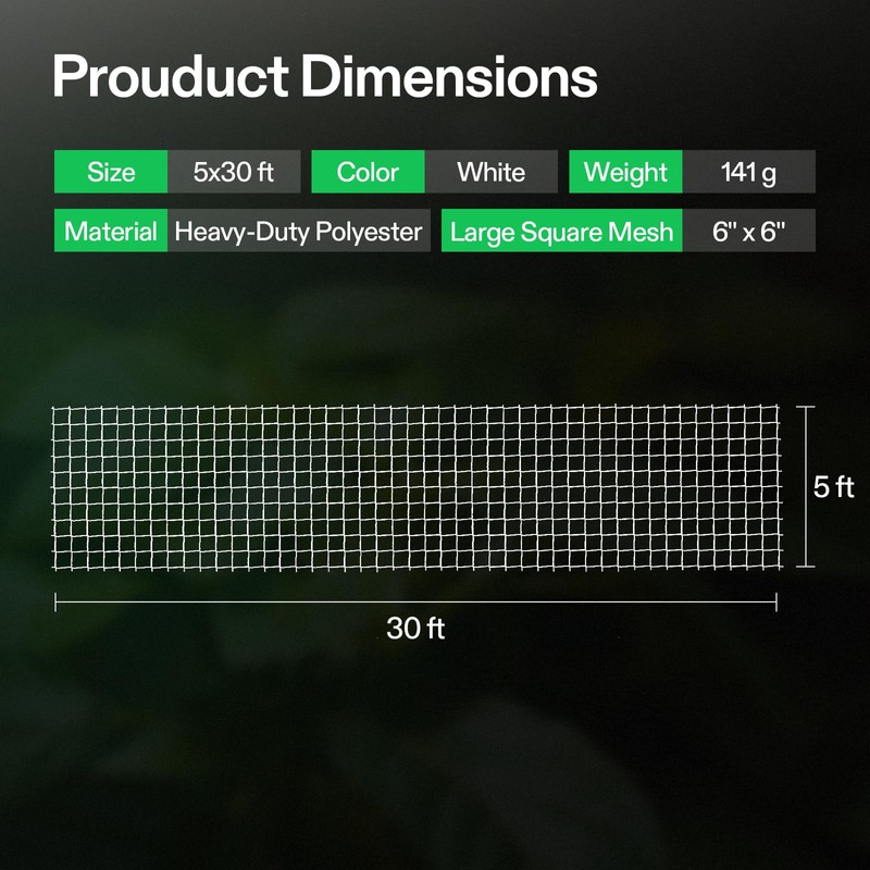 VIVOSUN Trellis Netting Heavy-duty Polyester 5'x30' 1 Pack