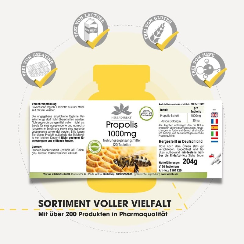 Propolis 1000 mg - High Dose - 120 Tablets -