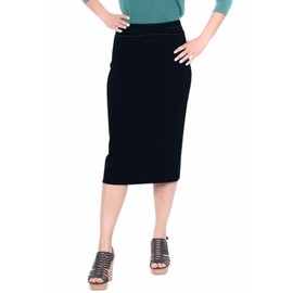 Kosher Casual Women's Modest Midi Lightweight Cotton Spandex Tapered Pencil Skirt Small Black