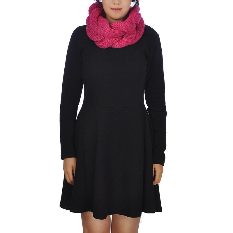 Basic Sense Chunky Knitted Plait Snood, Pink