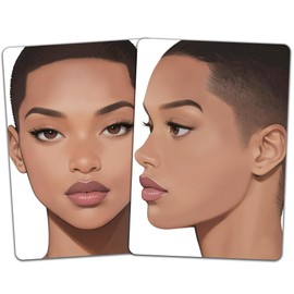 DELORIGIN 2pcs Face Painting Practice Board A4 Size Reusable Makeup Painting Practice Boards Template Stage Makeup Exercise Tool Facial Paint Supplies for Face Artist Beginner(Crew Cut Woman)