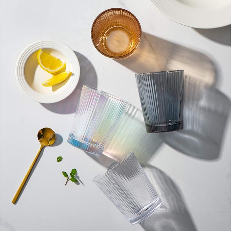 Sizikato Set of 4 Classic Vertical Stripes Clear Tumbler, 8-Ounce