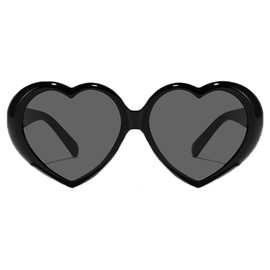 RUNHUIS Heart Sunglasses Women Girls Fashion Party Glasses Trendy Love Shape Sunglasses for Festival, black/grey
